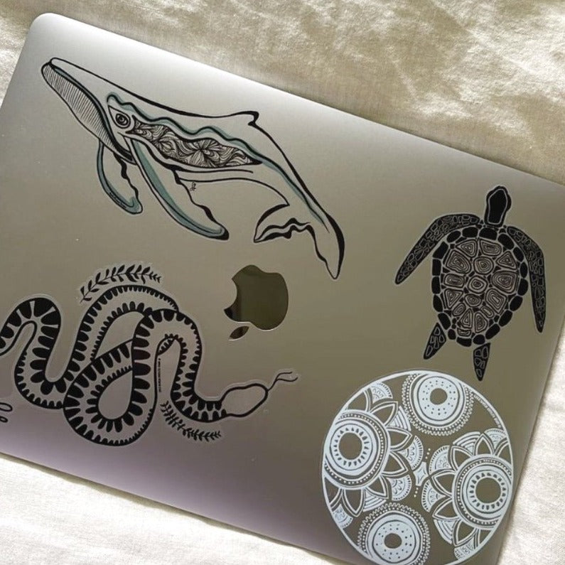 LARGE Clear Decal Sticker Art - Whale (Black)