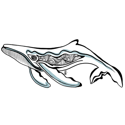 LARGE Clear Decal Sticker Art - Whale (Black)